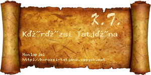 Körözsi Tatjána névjegykártya